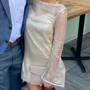 Audette Sheer Slim Mini Dress (ordered online from Anthropology)